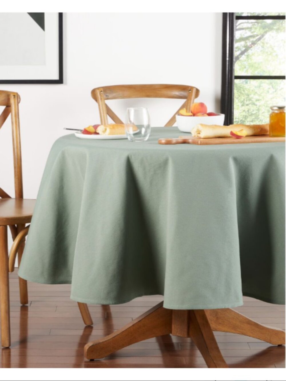 NEW 70" Round Fabric Sage Green Tablecloth